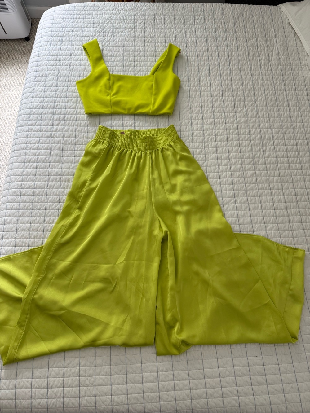 Show Me Your MuMu Neon Lime Wide-Leg Pants and Top